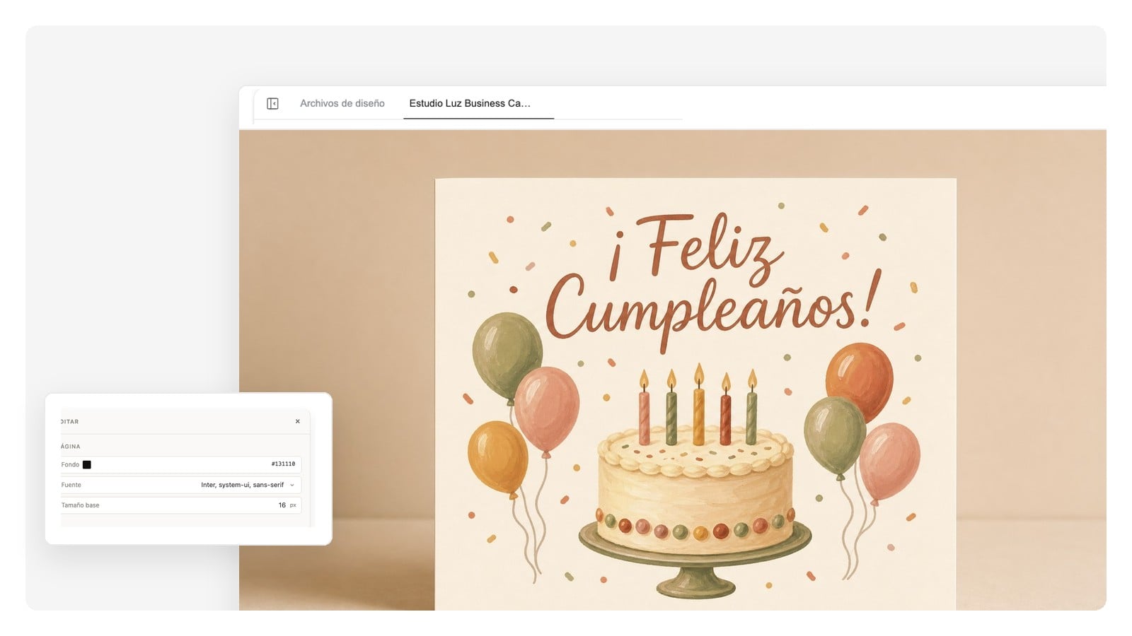 Portada de tarjeta de cumpleaños: tomatera pintada a mano con el titular '60 y sigue creciendo'