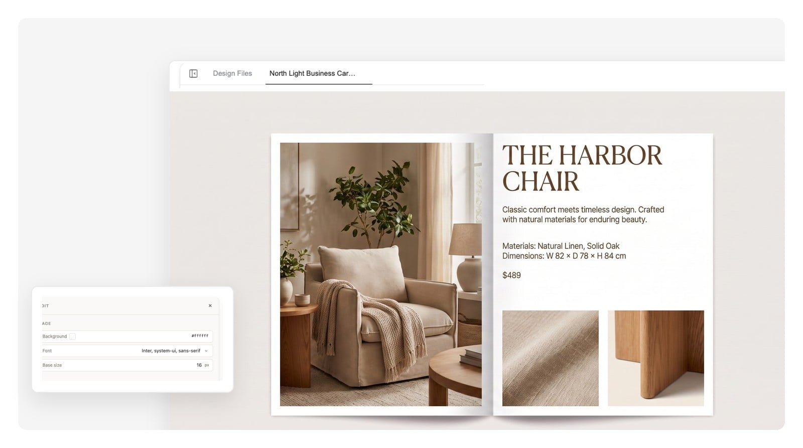 Hero product spread from an ecommerce product catalog made with AI