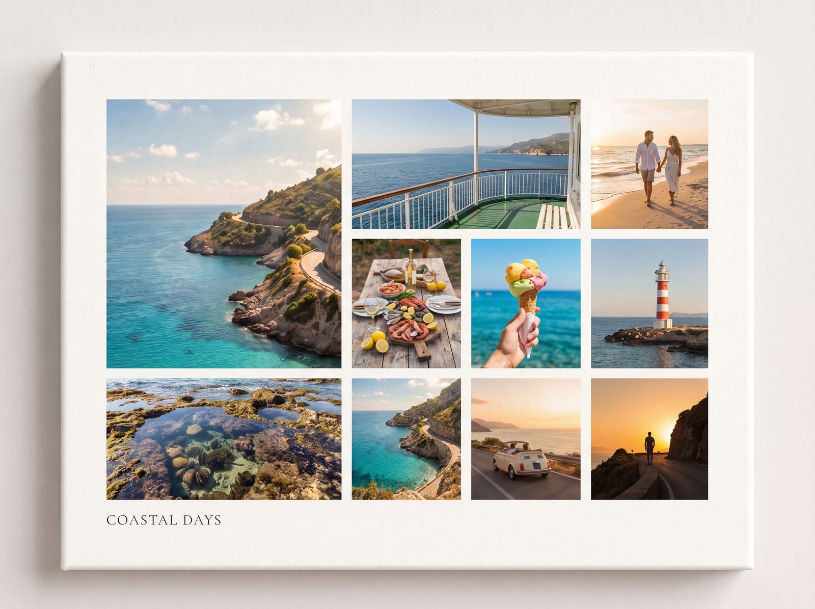 Nine-photo collage of the same trip laid out on a three-by-three grid with consistent spacing