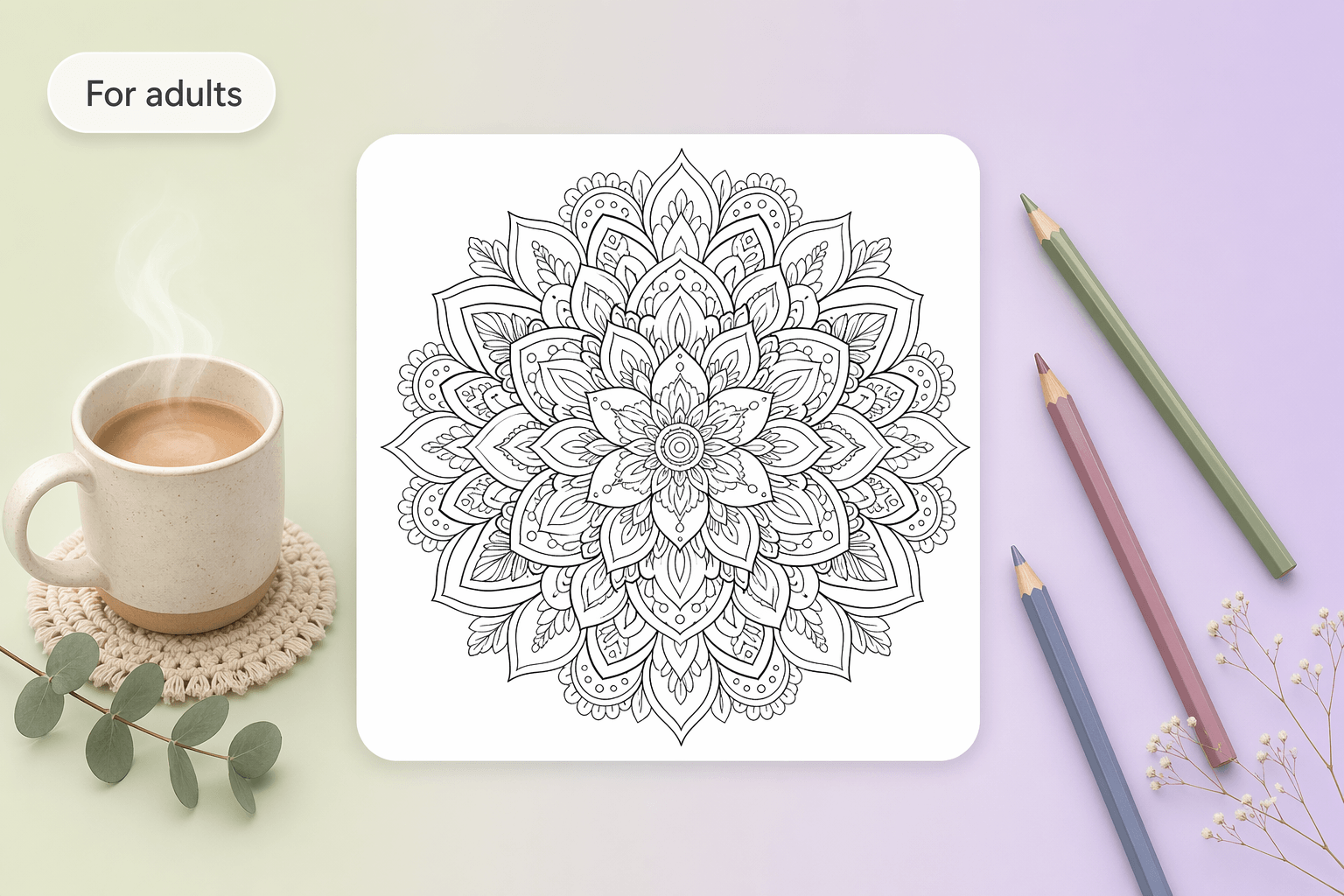 Mandalas e padrões detalhados para adultos
