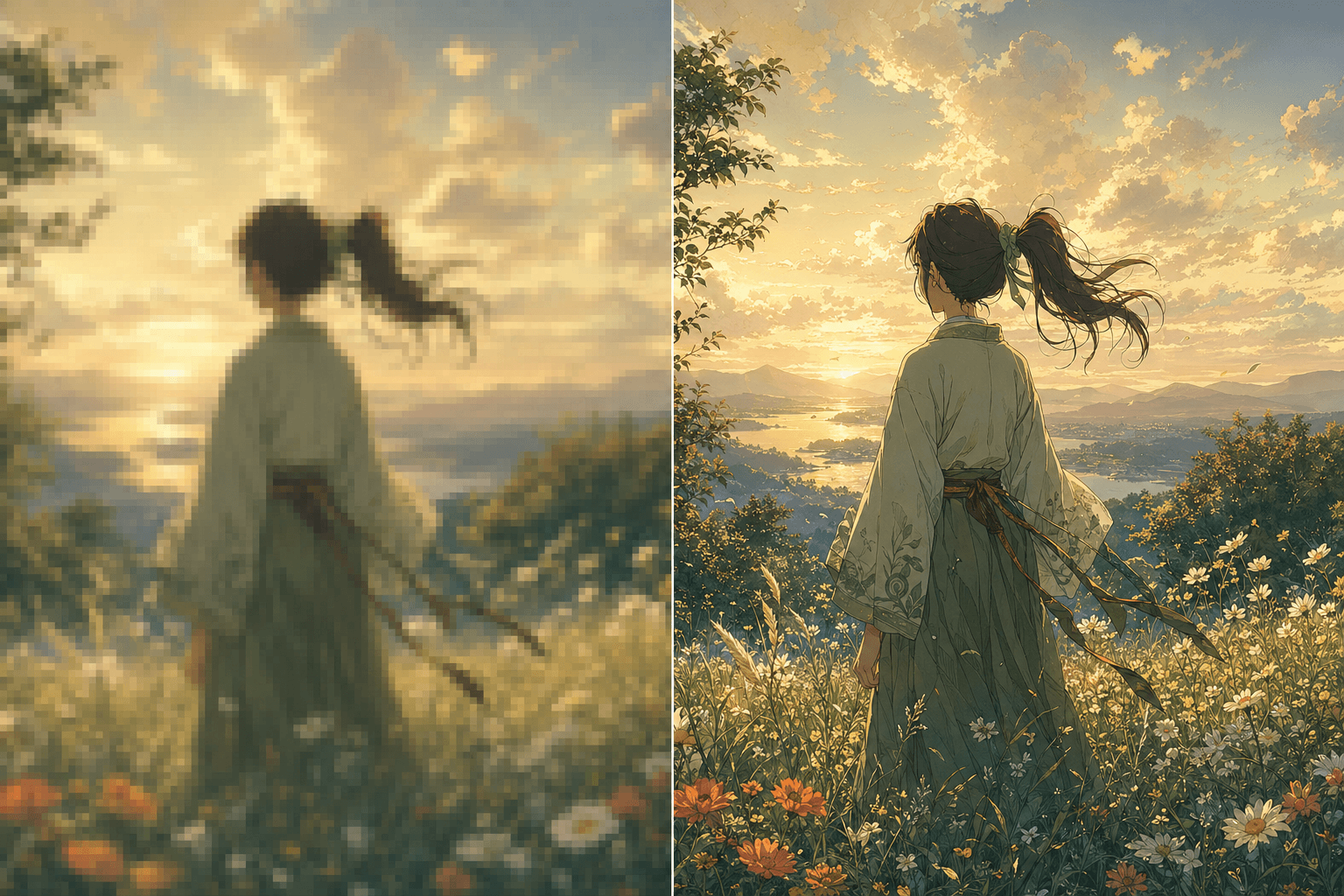 애니메이션 또는 게임 일러스트 업스케일