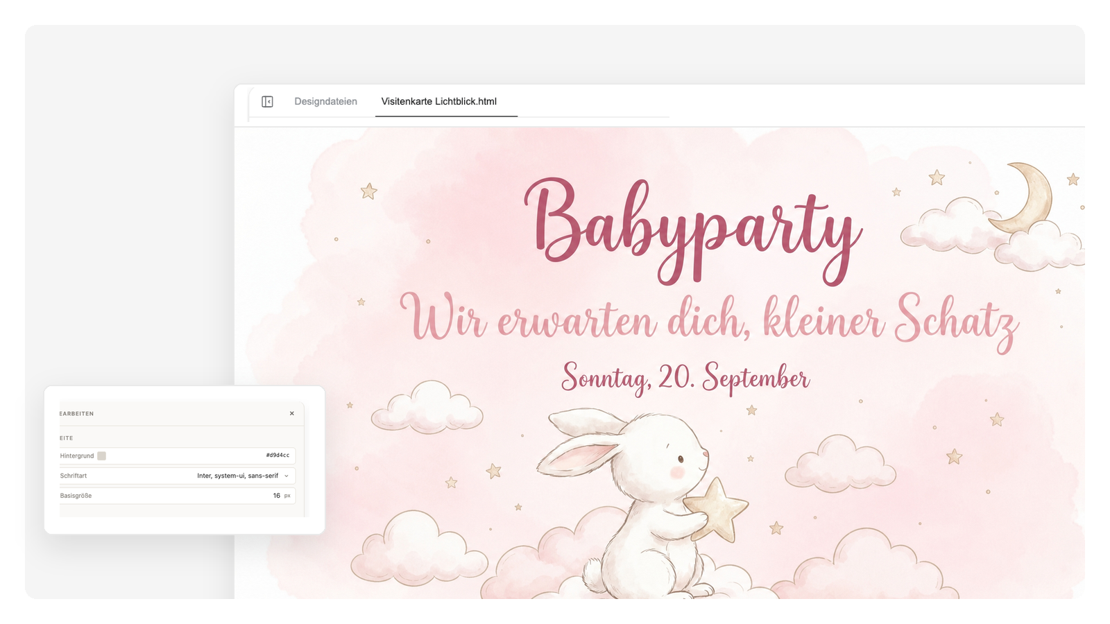 Zarte Babyparty-Einladung in Aquarelloptik