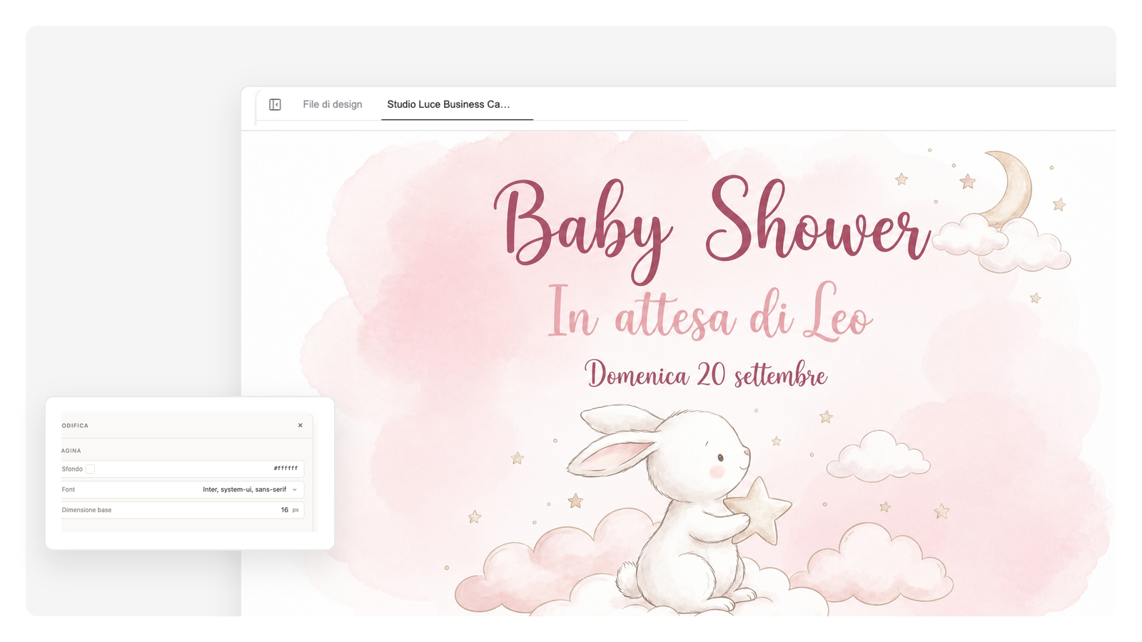 Invito per baby shower ad acquerello dai toni delicati