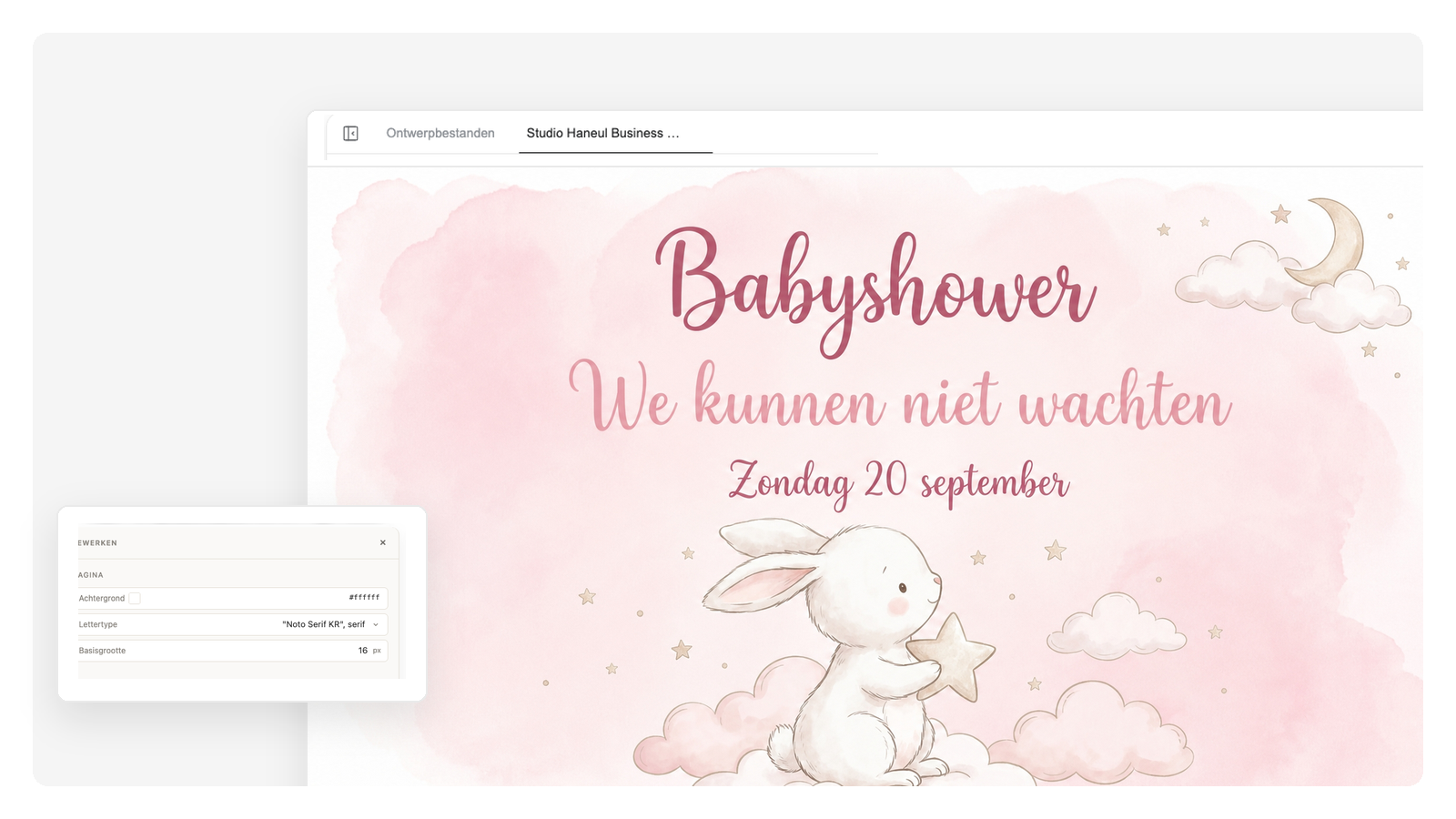 Zachte aquarel babyshoweruitnodiging