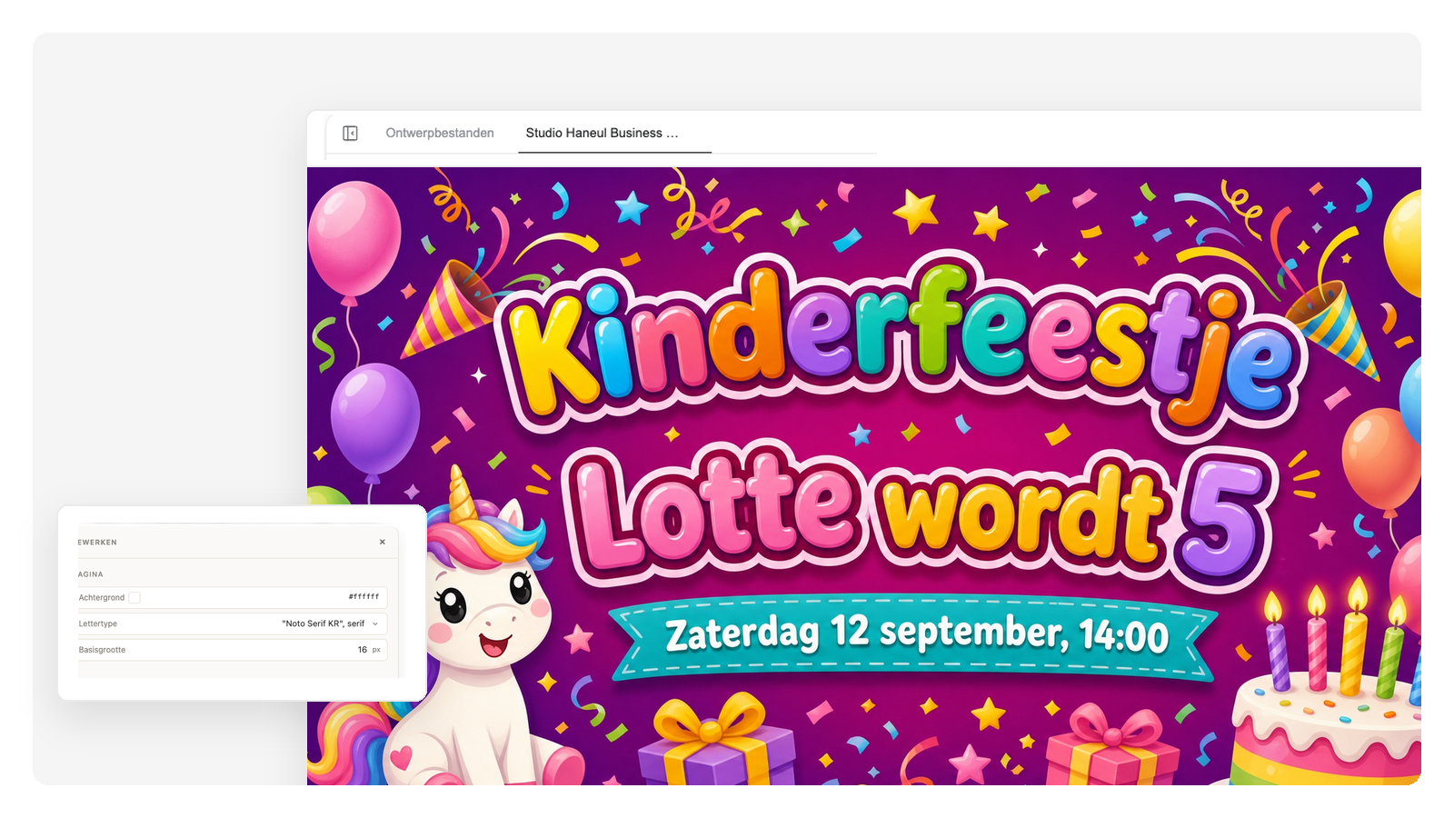 Kleurrijke confetti-verjaardagsuitnodiging