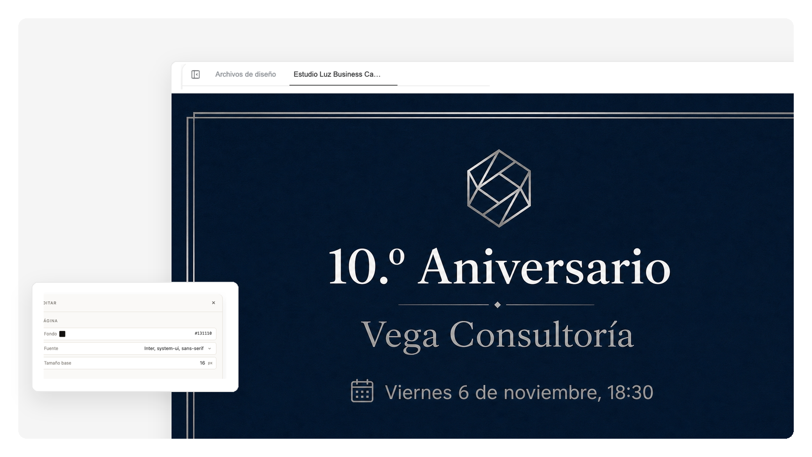 Invitación profesional para evento corporativo