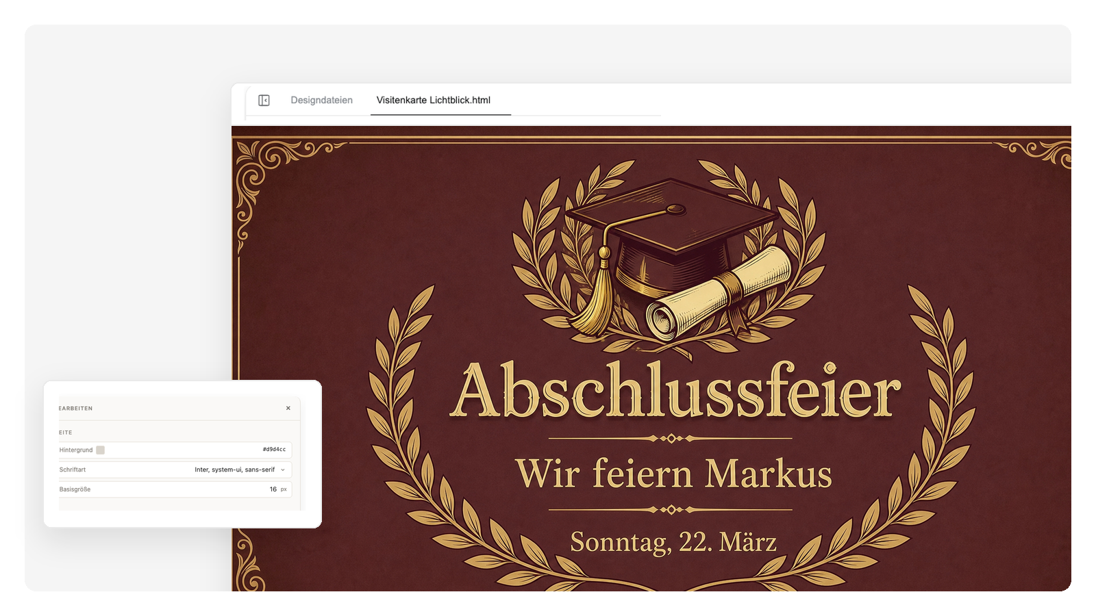 Klassische Einladung zur Abschlussfeier