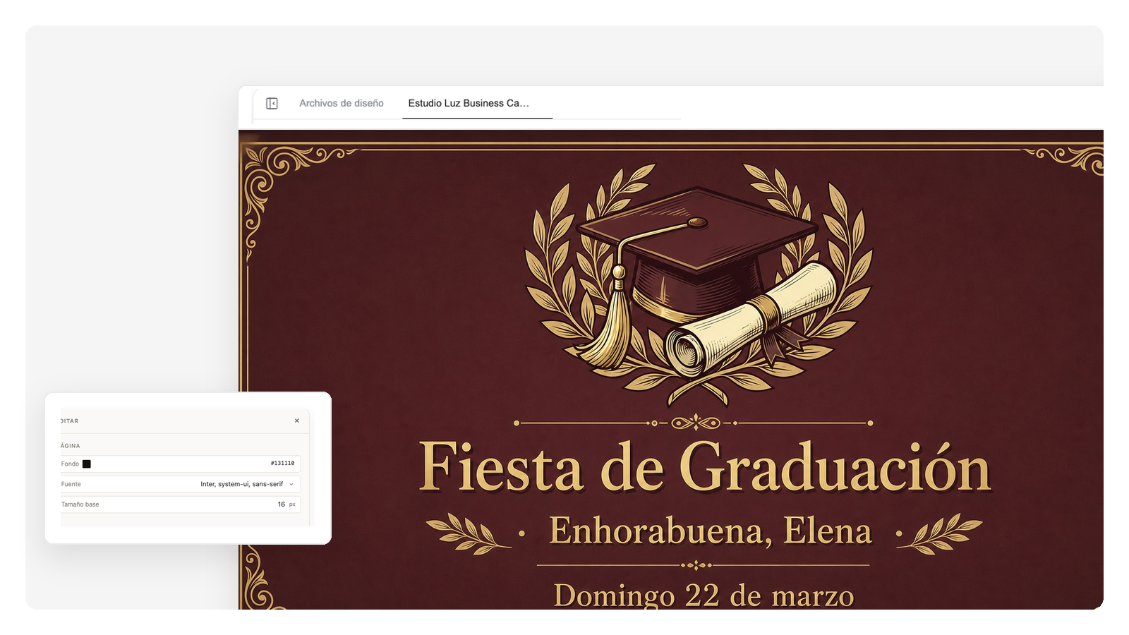Invitación tradicional de celebración de graduación