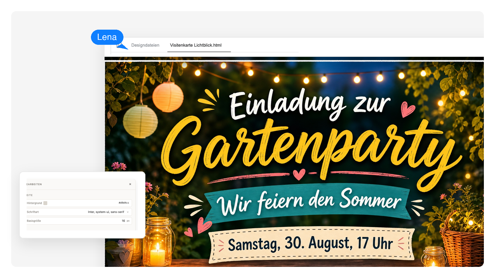Neon-Partyeinladung mit Leuchteffekten