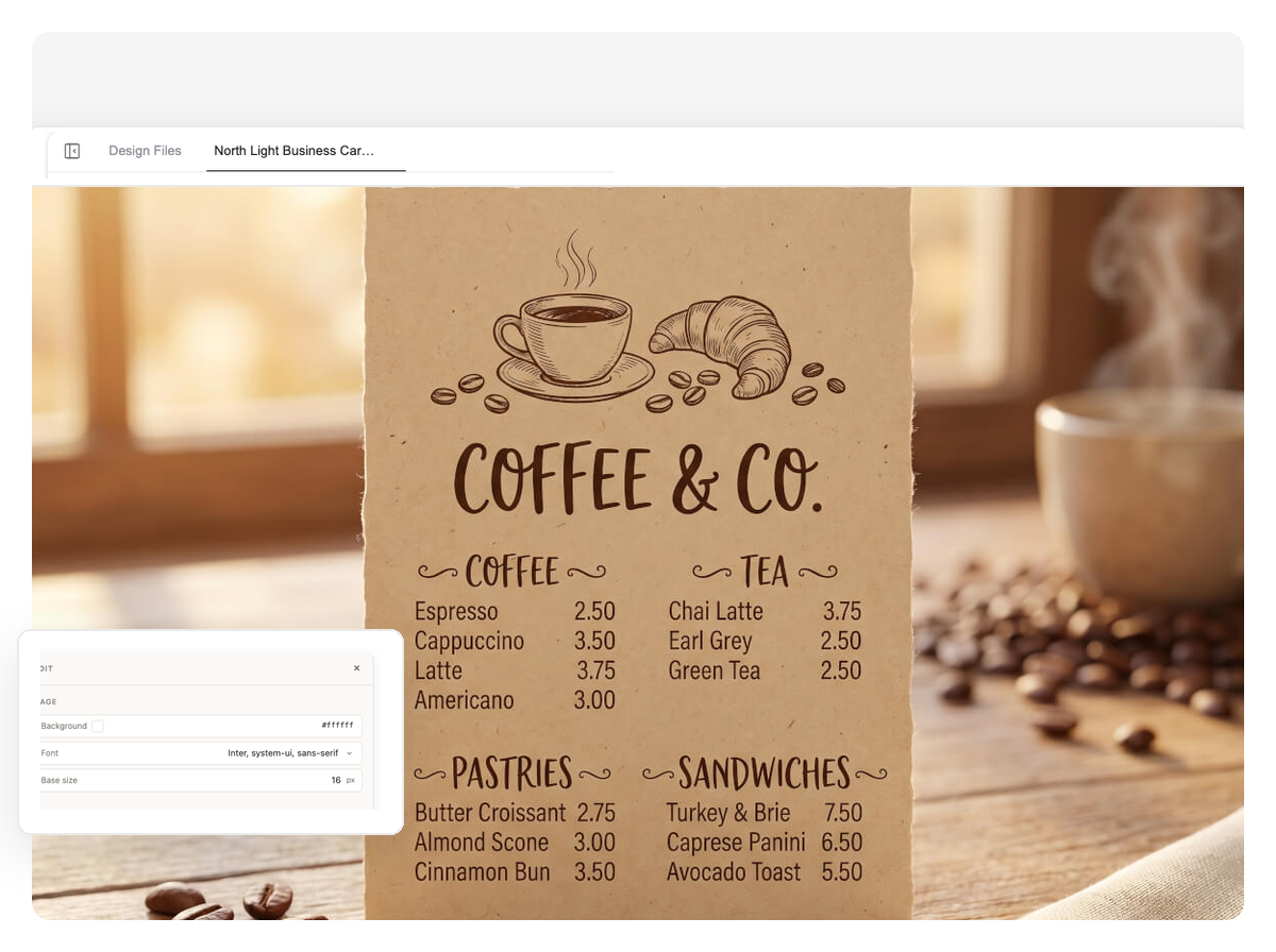 Des Menus de Café en Minutes, Pas en Heures