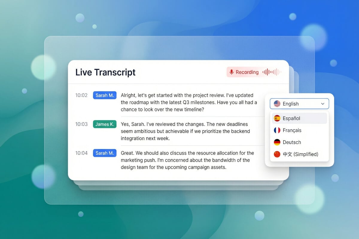 Real-time transcription with speaker labels