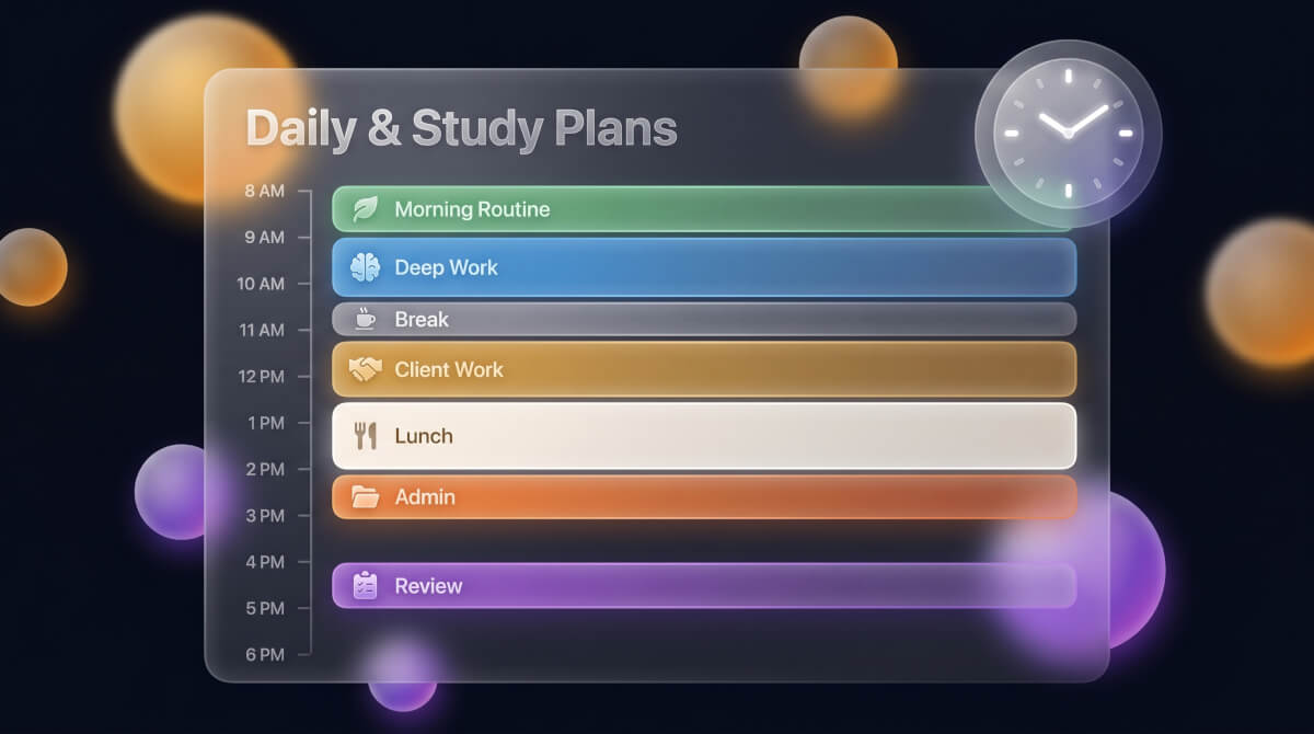 Planejamentos diários e de estudos