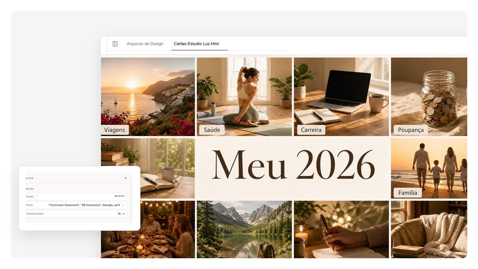 Quadro de ano-novo — Criador de Mapa dos Sonhos com IA