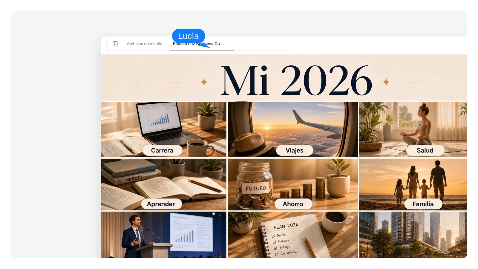 Board de carrera y negocio — Creador de Vision Board con IA