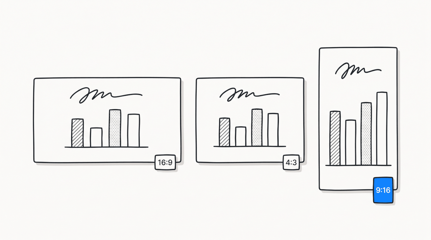 The same slide adapted to landscape, classic, and portrait frames