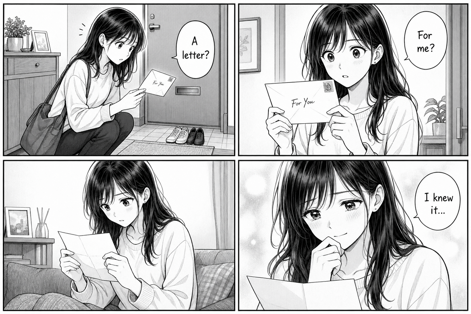 Four-panel manga storyboard