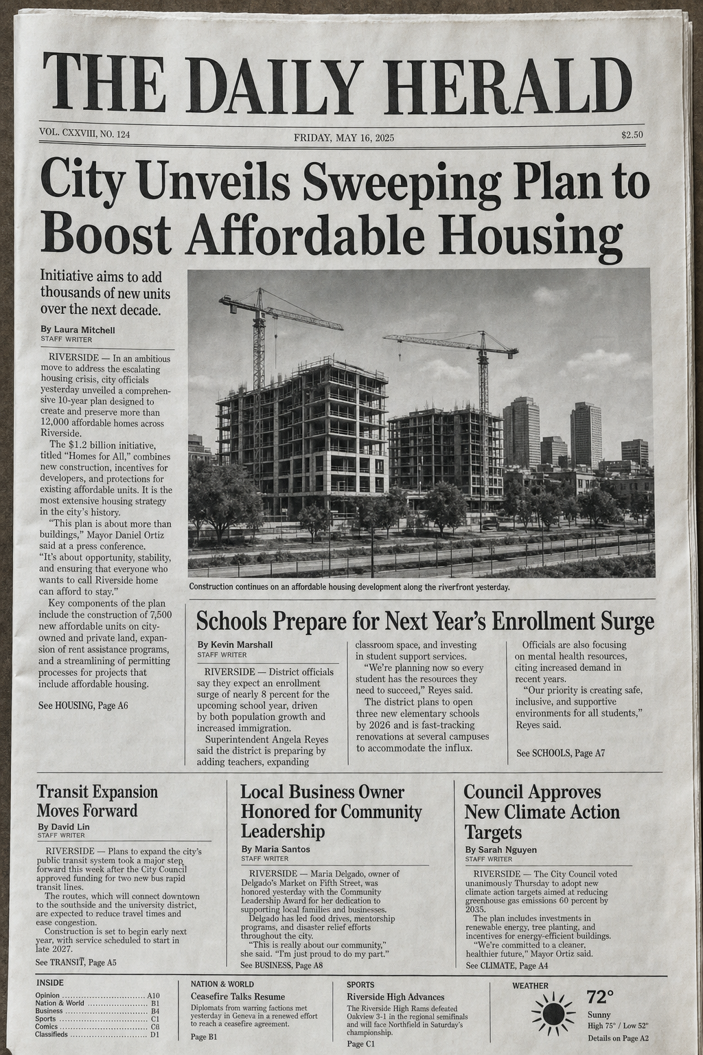 Newspaper front page