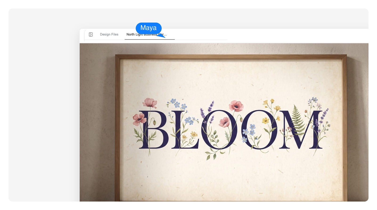 Floral word art of the word BLOOM — the soft lettering style that suits classroom and reading-corner prints