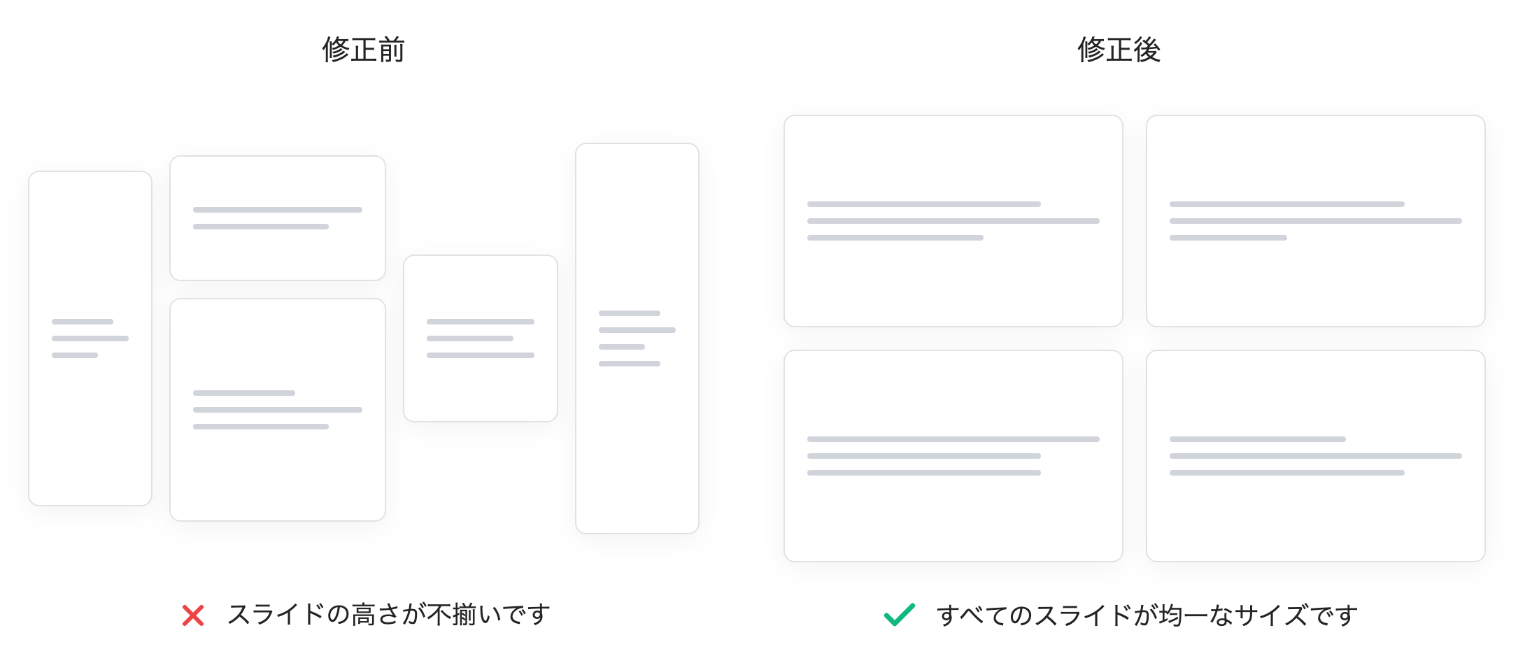 一貫したアスペクト比を示すプレゼンテーションスライド
