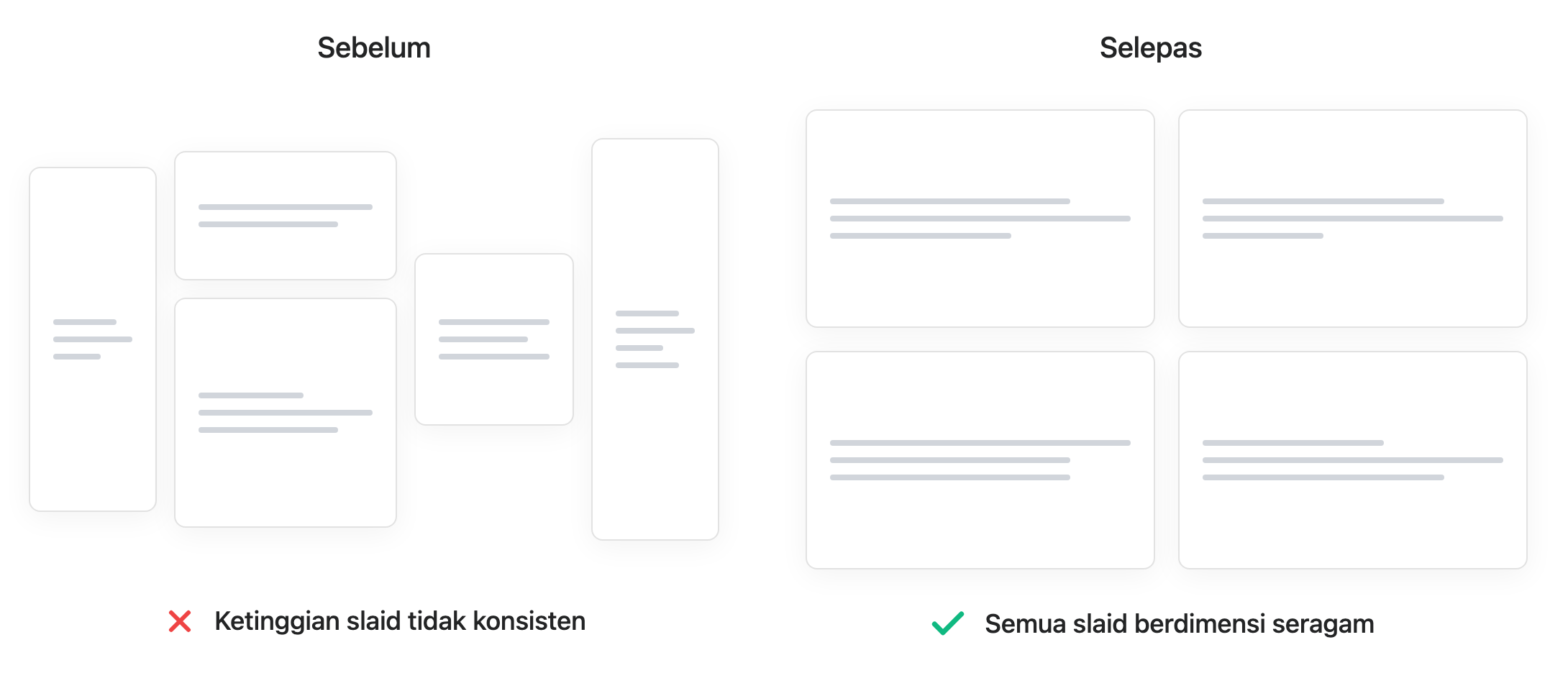 Slaid pembentangan menunjukkan nisbah aspek yang konsisten