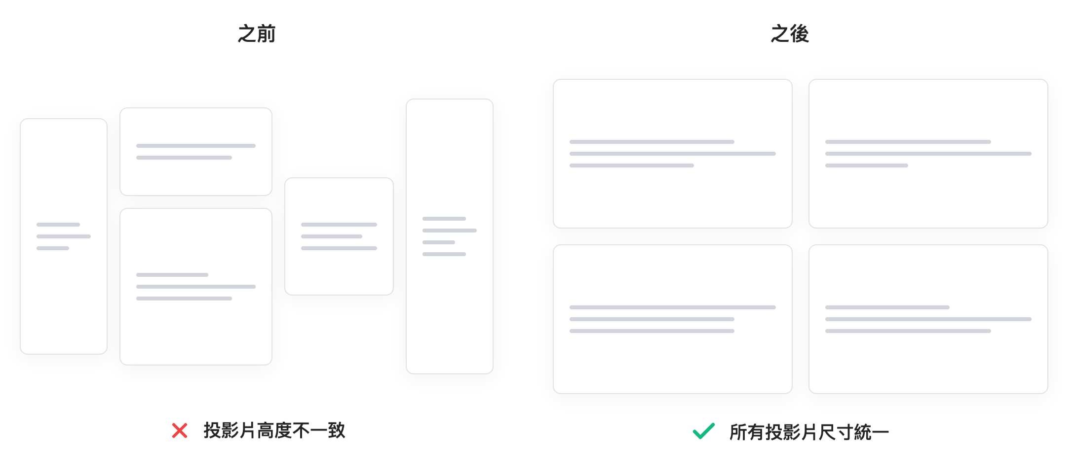 展示一致長寬比的簡報投影片