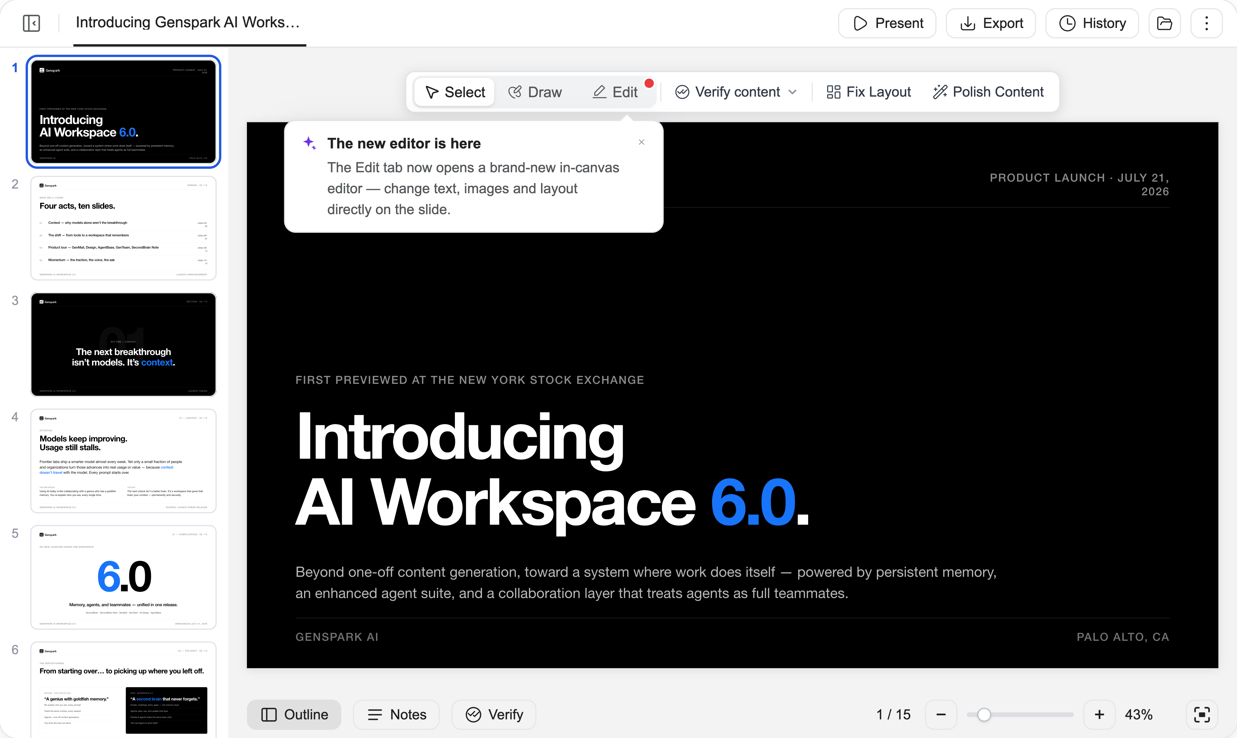 The built-in editor