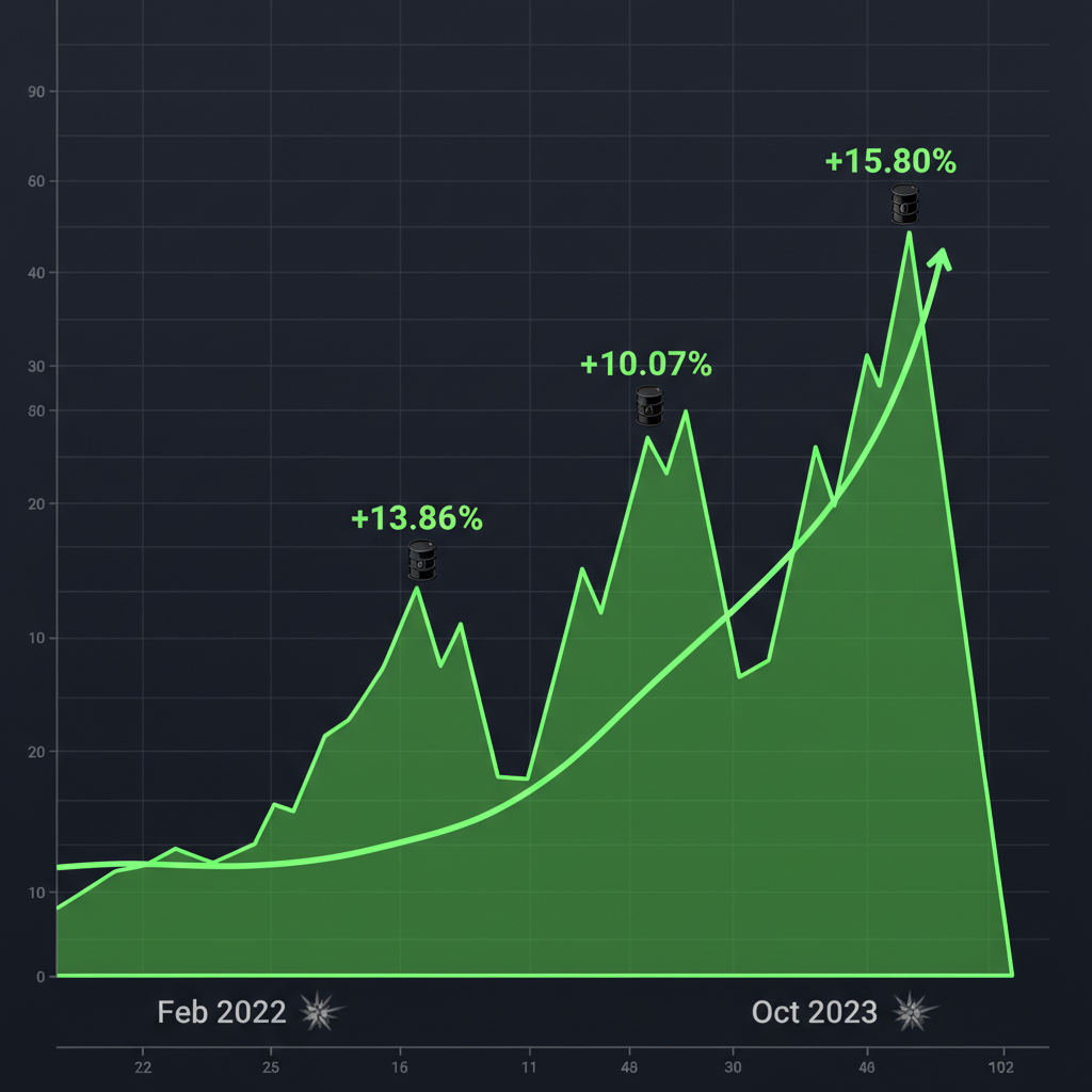 2022년 2023년 전쟁 시 정유주 급등 차트