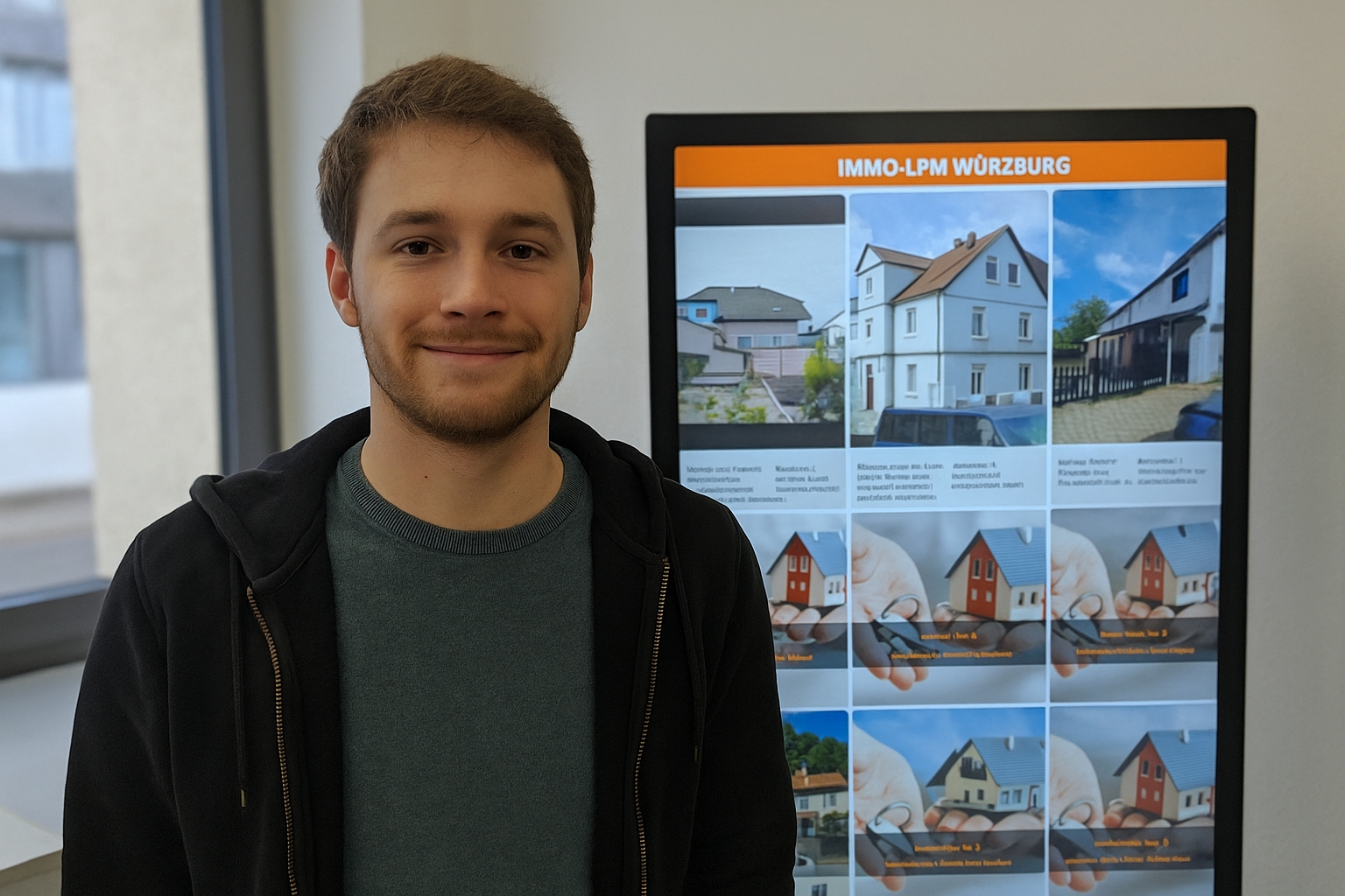 Junger Mann betrachtet Immobilienanzeigen