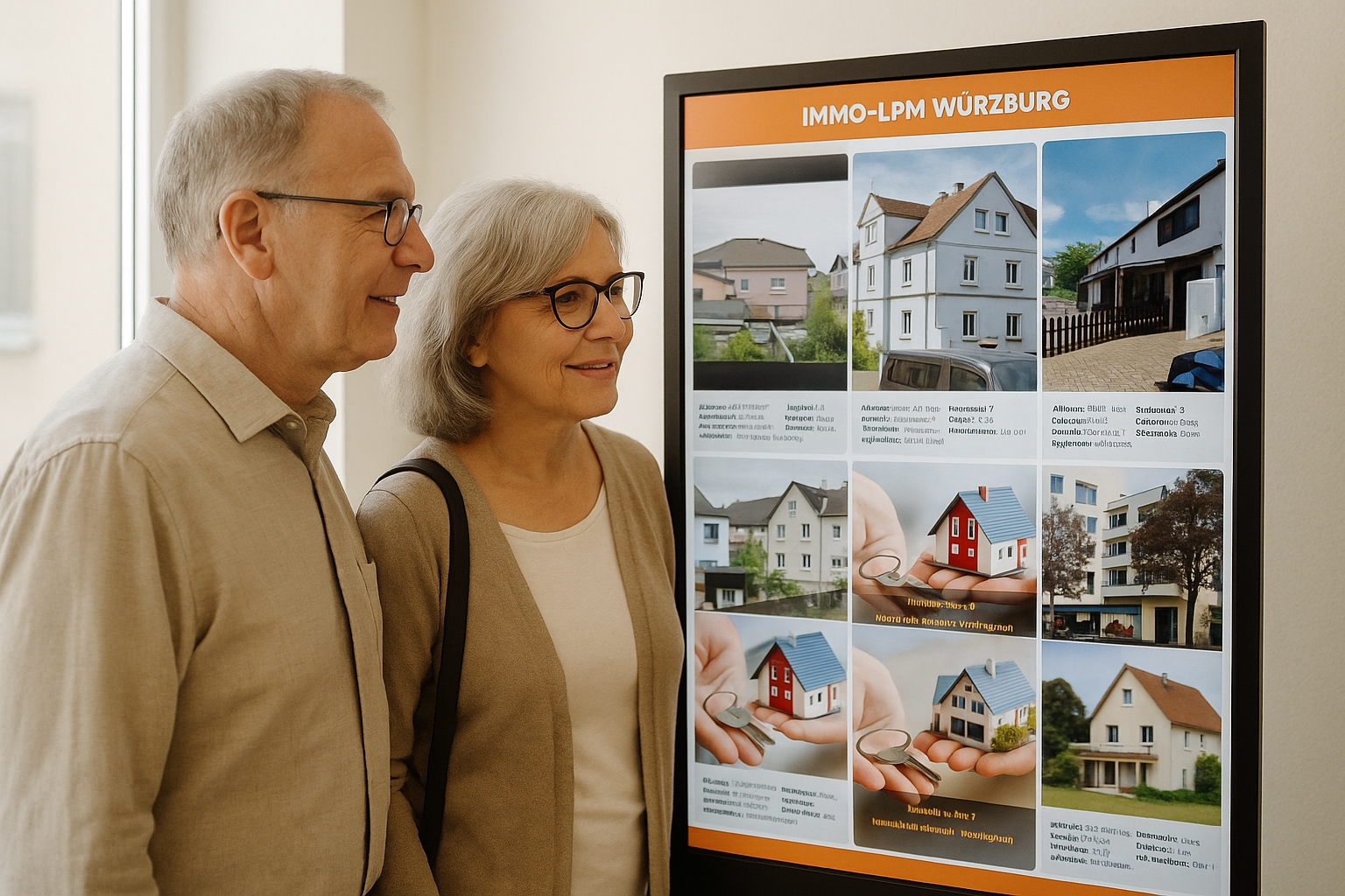 Älteres Ehepaar betrachtet Immobilien