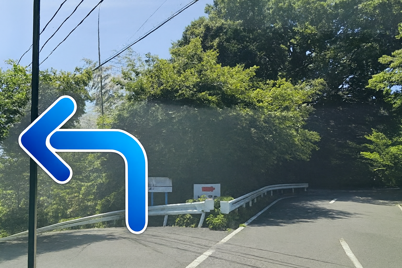 ドハマナの看板での左折