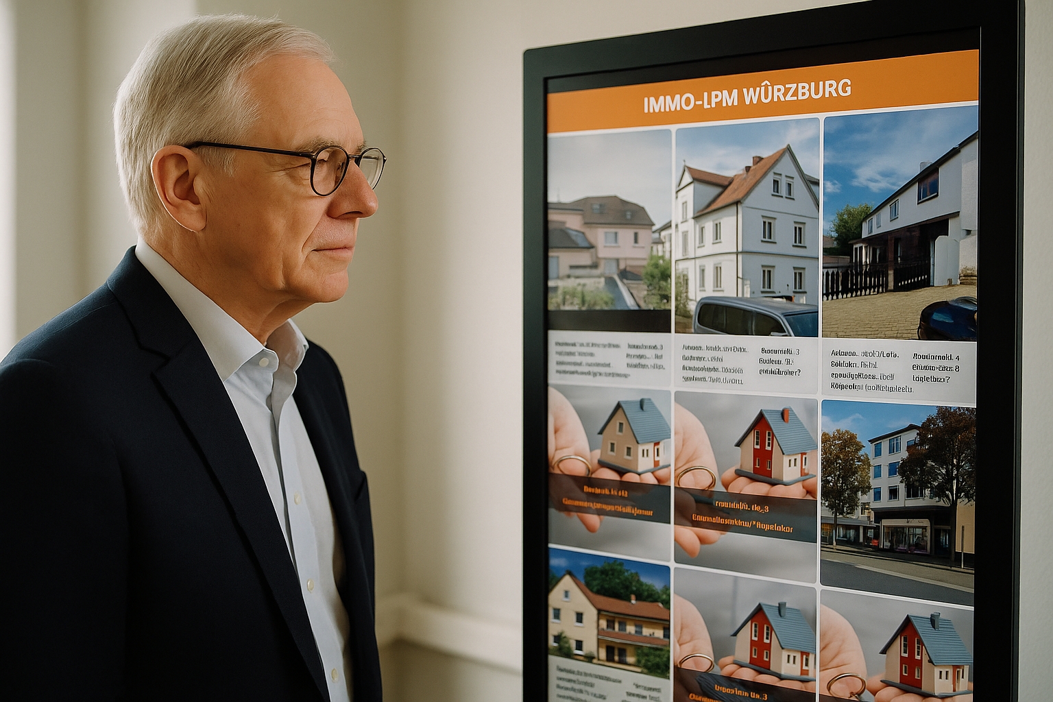 Senior mit Brille betrachtet Angebote