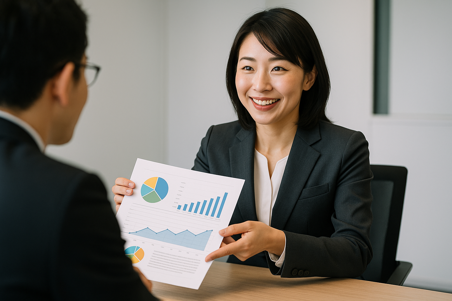 対面営業するビジネスウーマン
