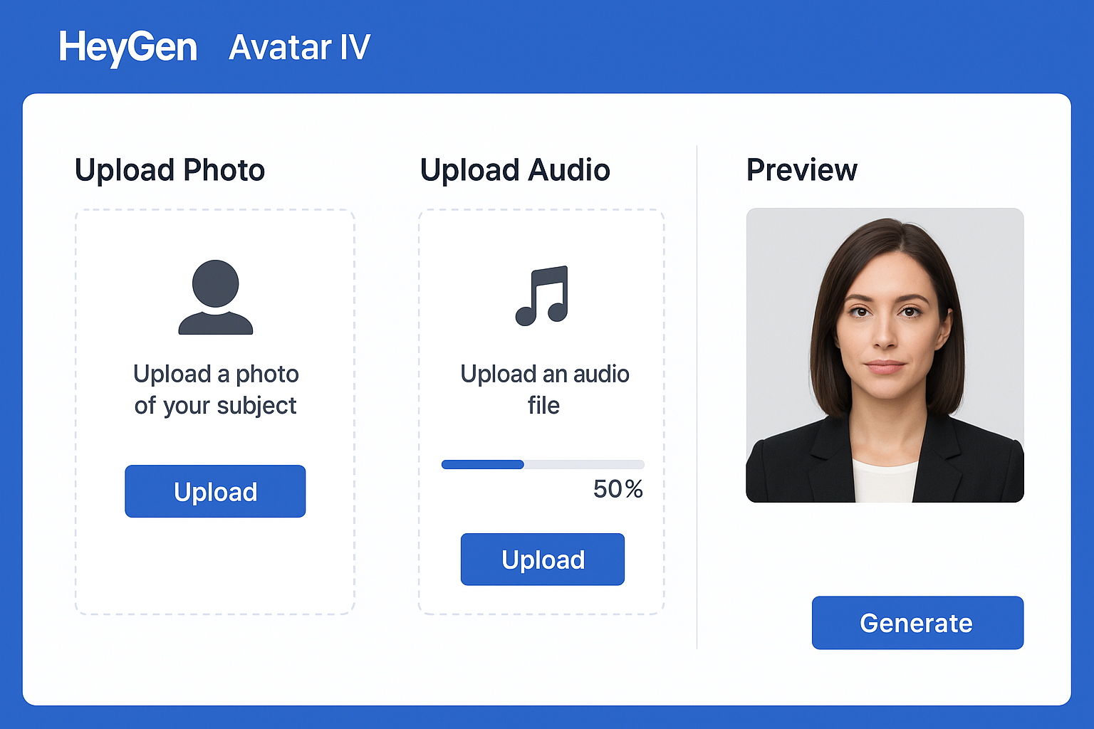 HeyGen Avatar IVインターフェース