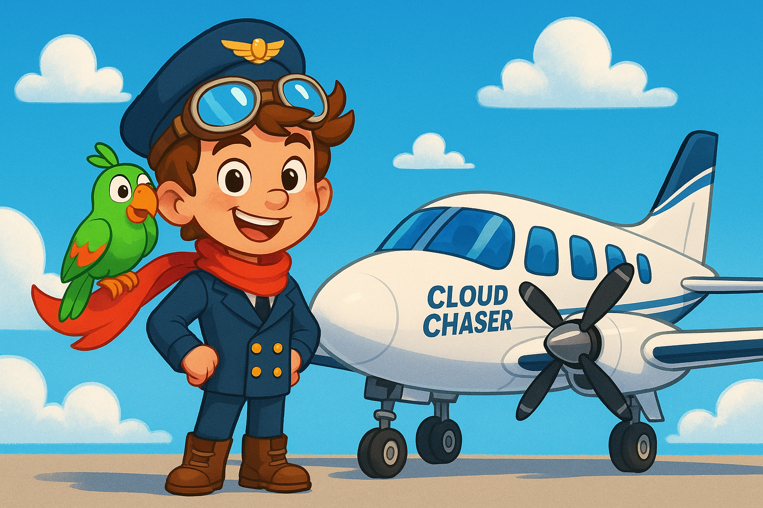 Captain Jet and Parrot with Cloud Chaser