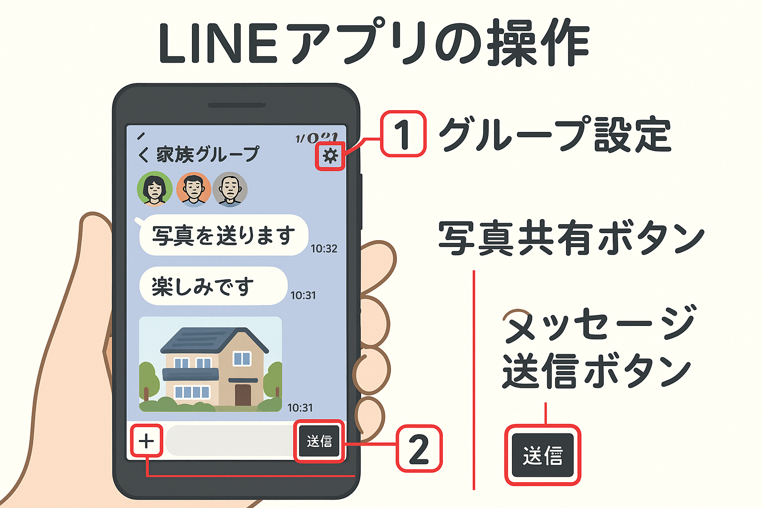 LINEアプリの操作画面説明