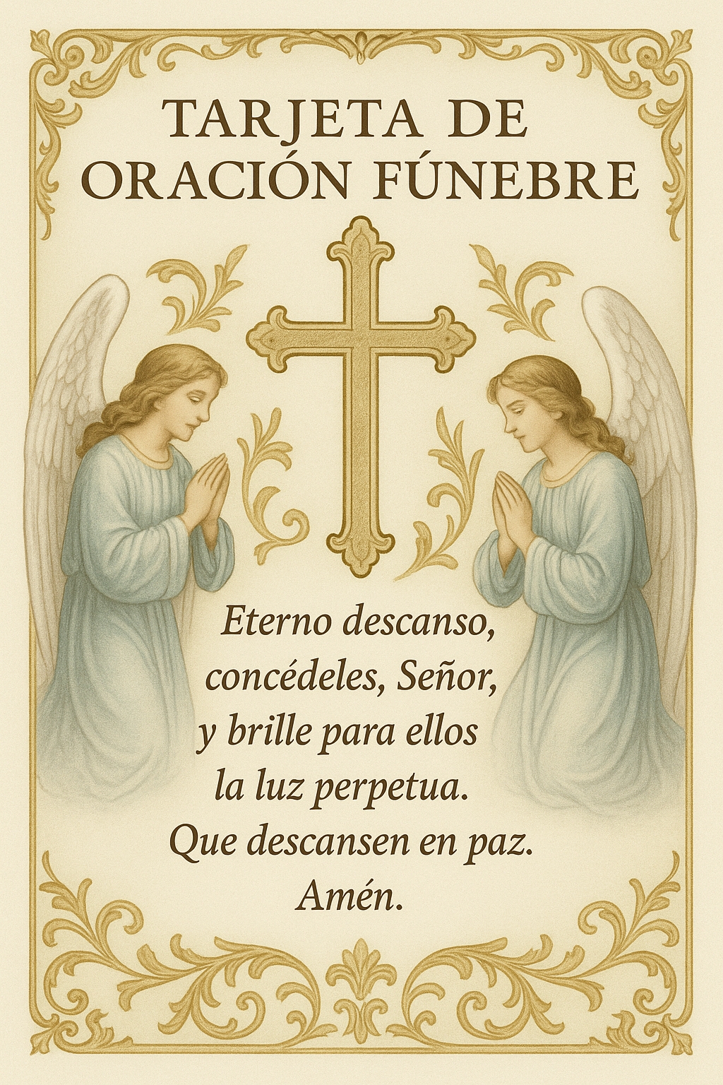 Tarjetas de oración fúnebre católicas en español con diseños elegantes