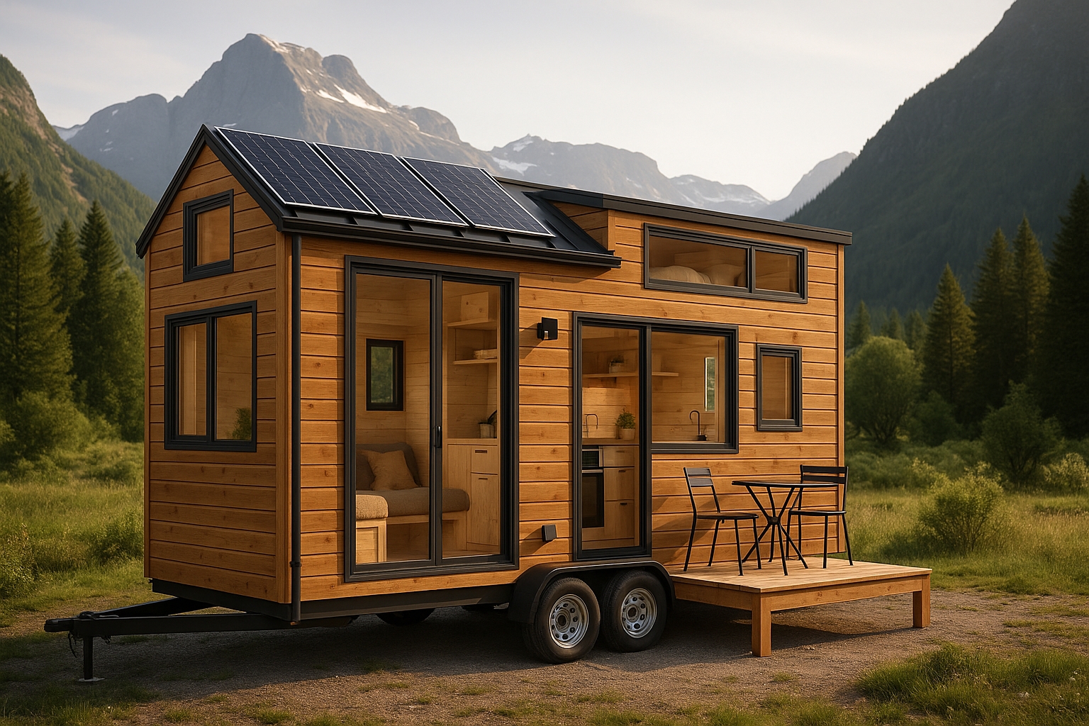 Tiny House on Wheels in scenic landscape