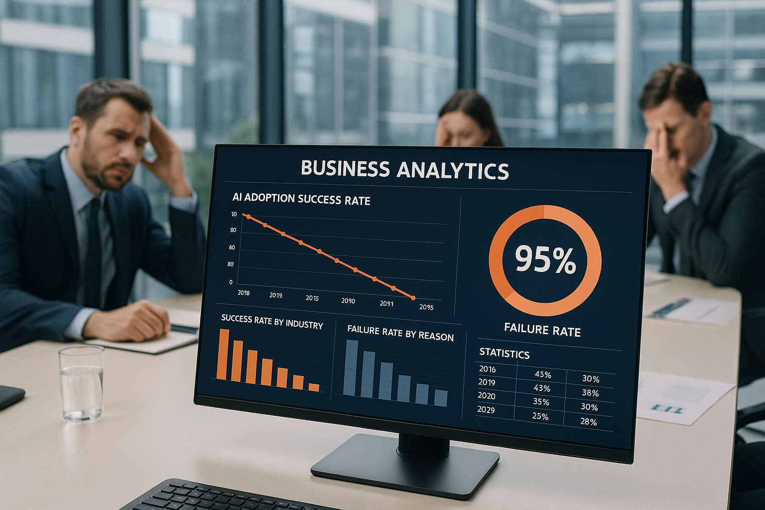 AI導入失敗率を示すビジネス分析画面