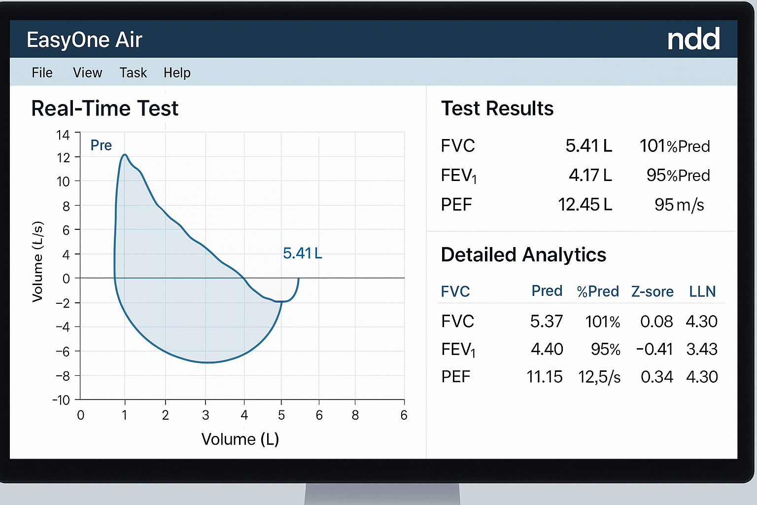 Advanced Spirometry Software Interface