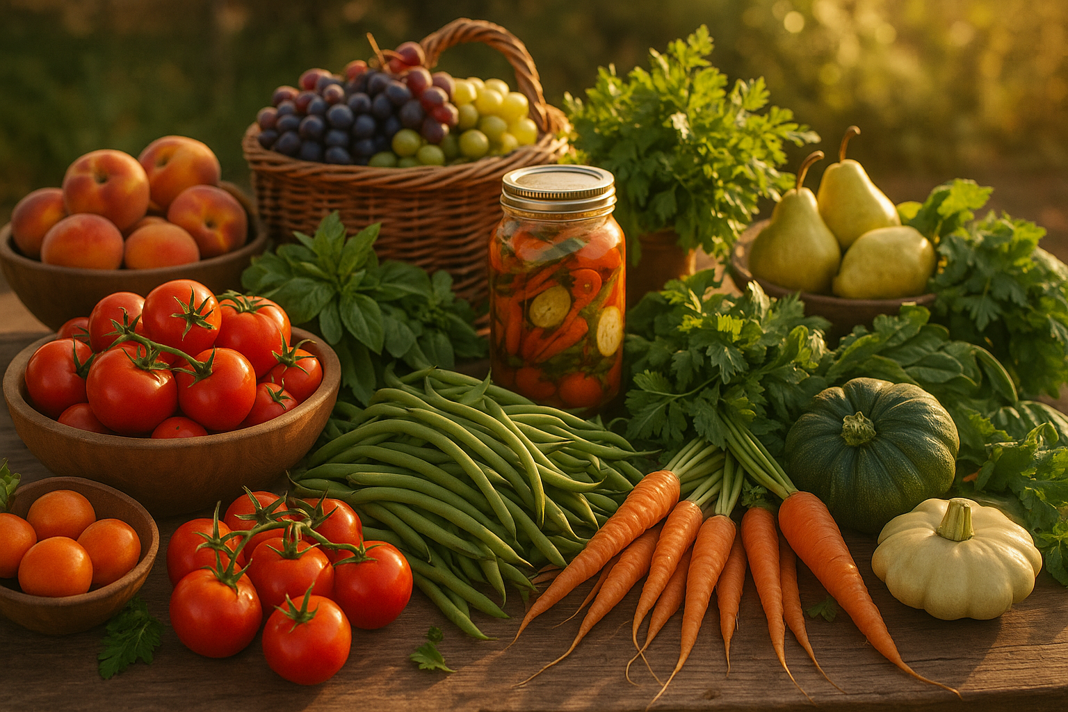 ABONDANCE D'ALIMENTS FRAIS DE SAISON SUR TABLE DE FERME