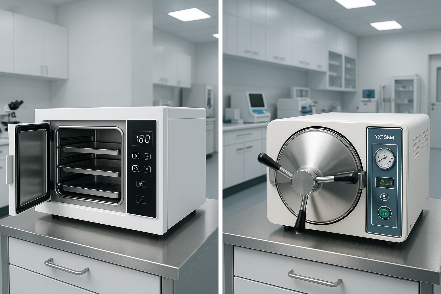 COMPARAISON CÔTE À CÔTE STÉRILISATEUR AIR SEC ET AUTOCLAVE YX18LM