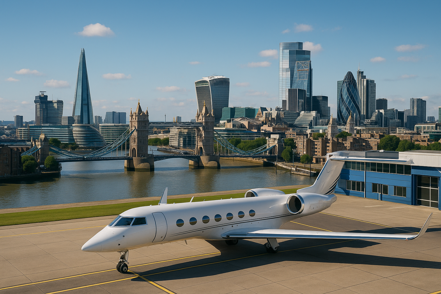 London Skyline with Private Aviation