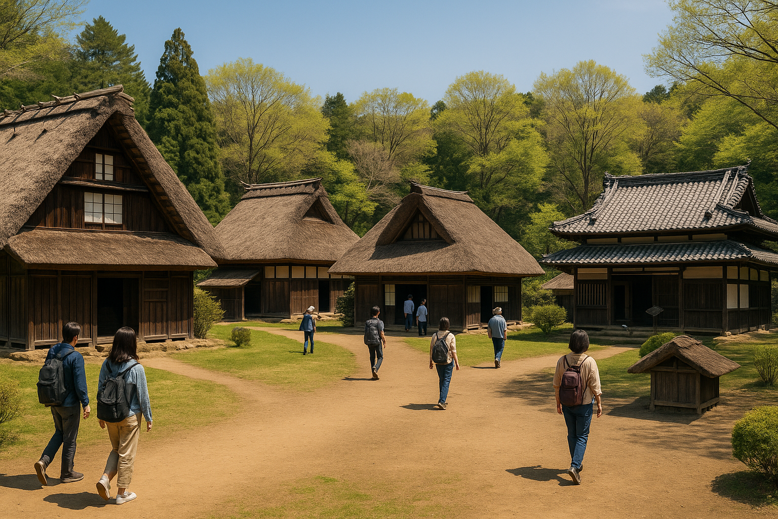 Nihon Minka-en traditional thatched-roof farmhouses museum
