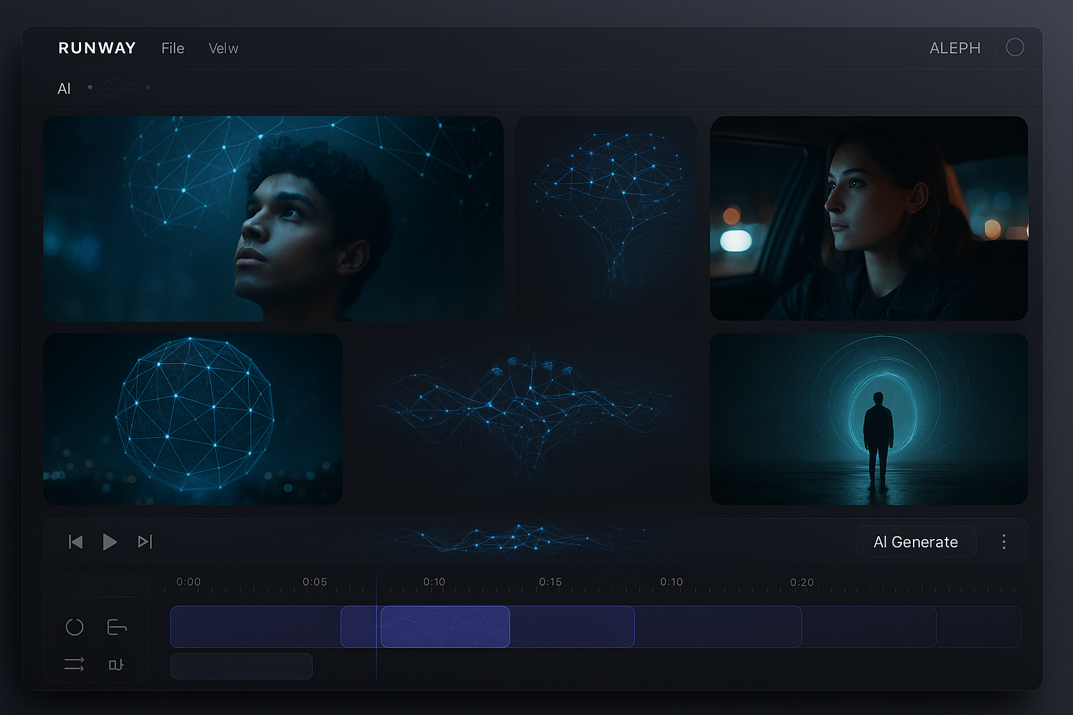 Runway Aleph AI 비디오 편집 인터페이스