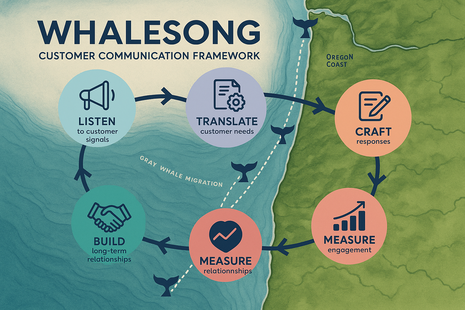 Comprehensive whale song customer communication framework infographic