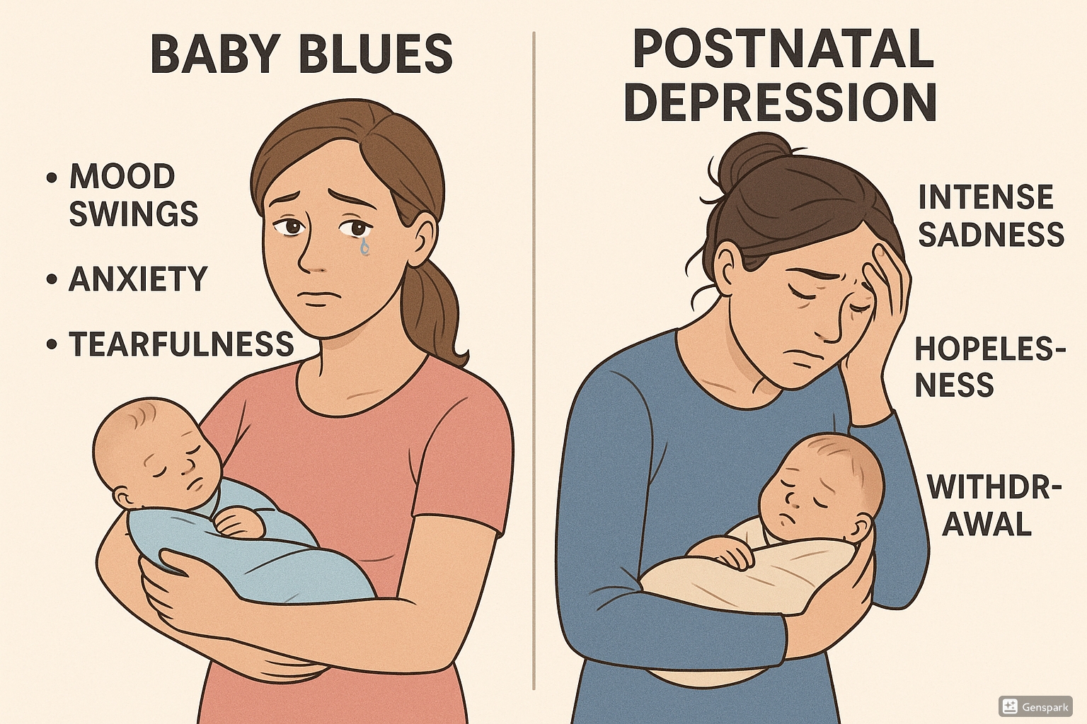 Comparison between baby blues and postnatal depression