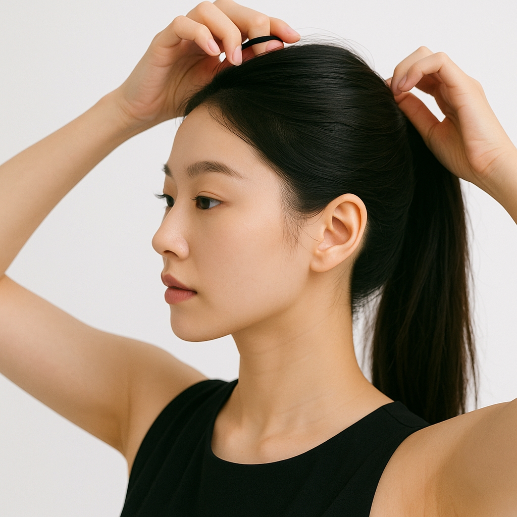 포니테일 헤어스타일링과 액세서리 활용