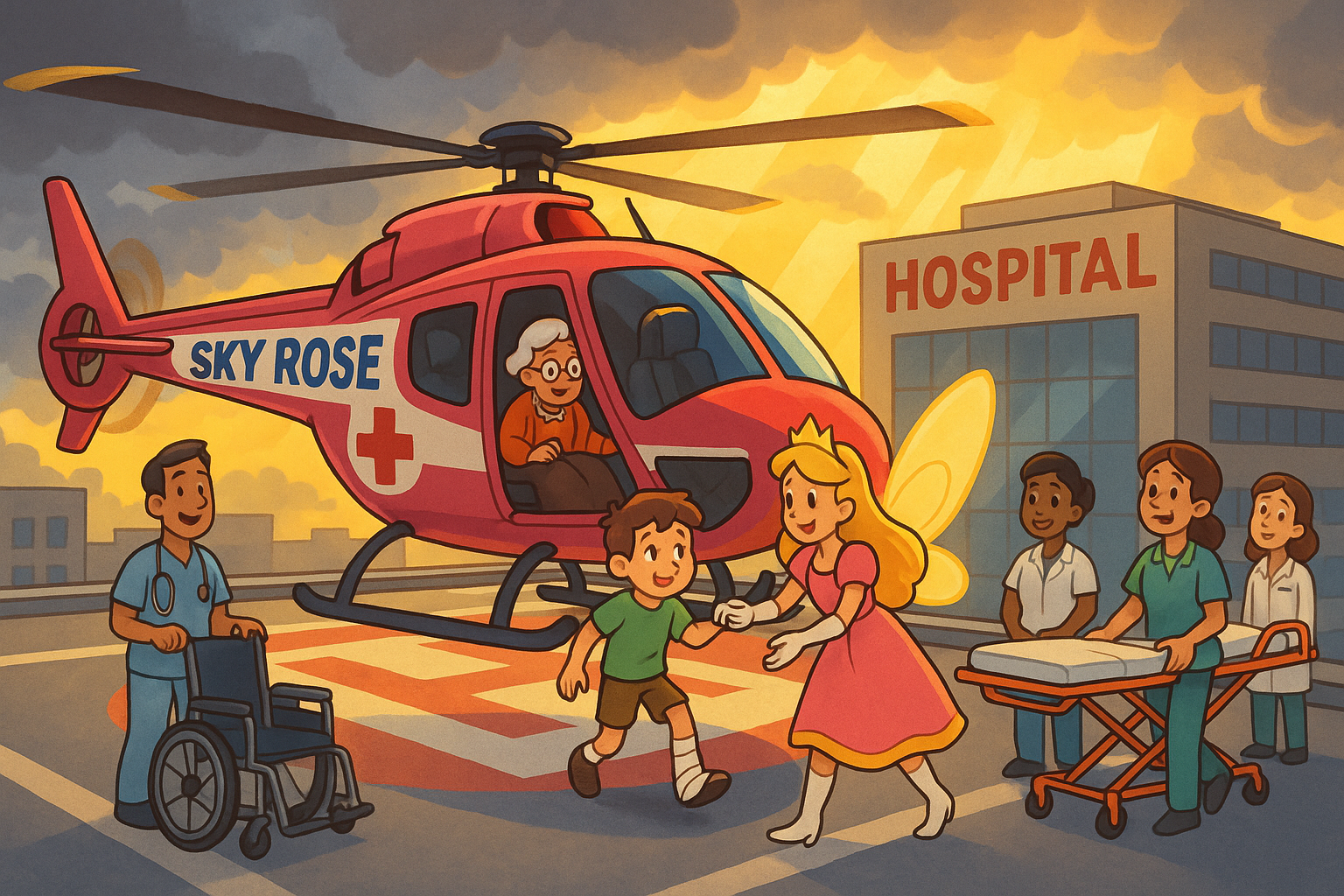 Hospital landing scene