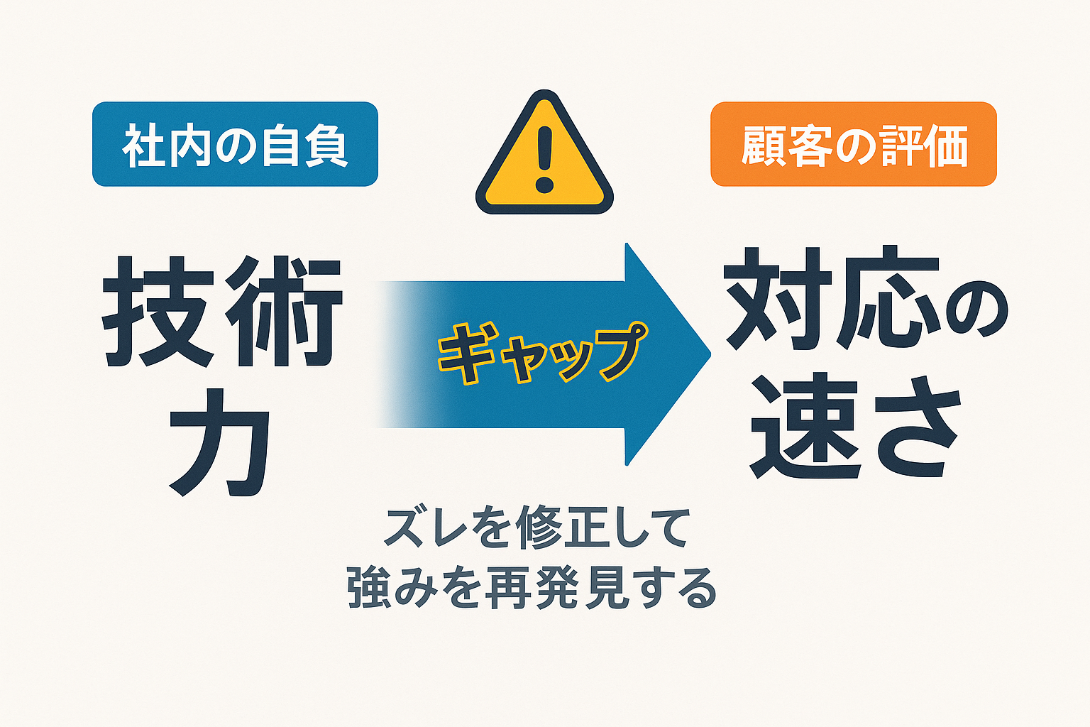 内部認識と外部評価のギャップを示す図