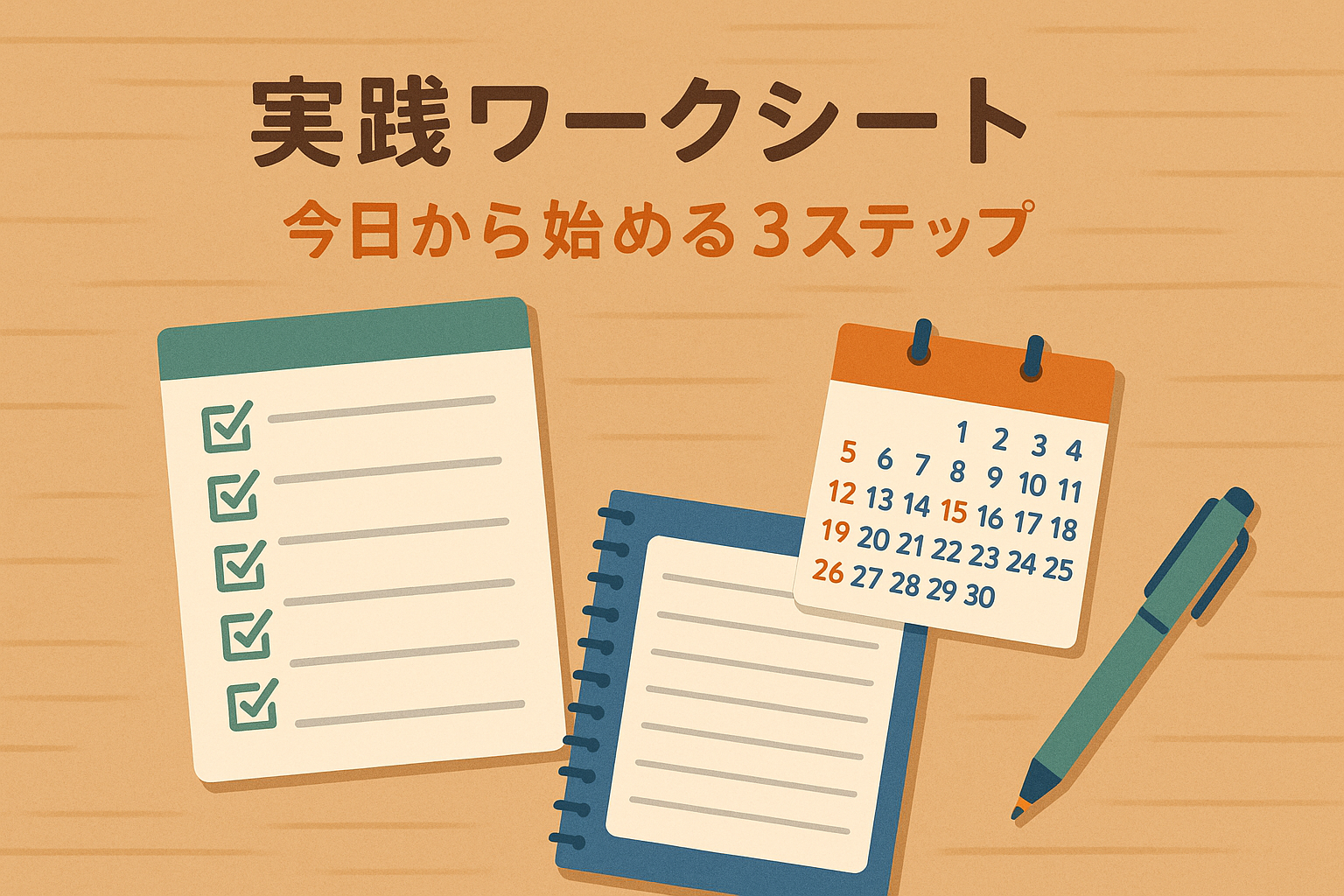 実践ワークシートのイメージ：今日から始める3ステップ